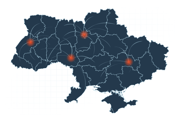 Карта України з позначками партнерів
